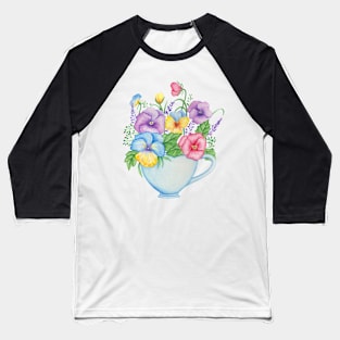 Watercolor Flower Cup Baseball T-Shirt